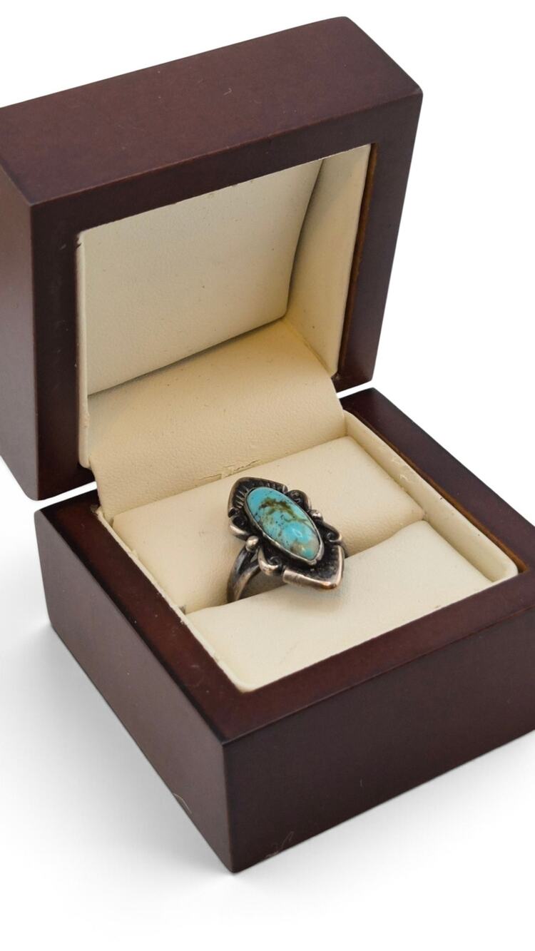 Vintage Sterling Silver Turquoise Ring Southwestern Size 5.25 Signed